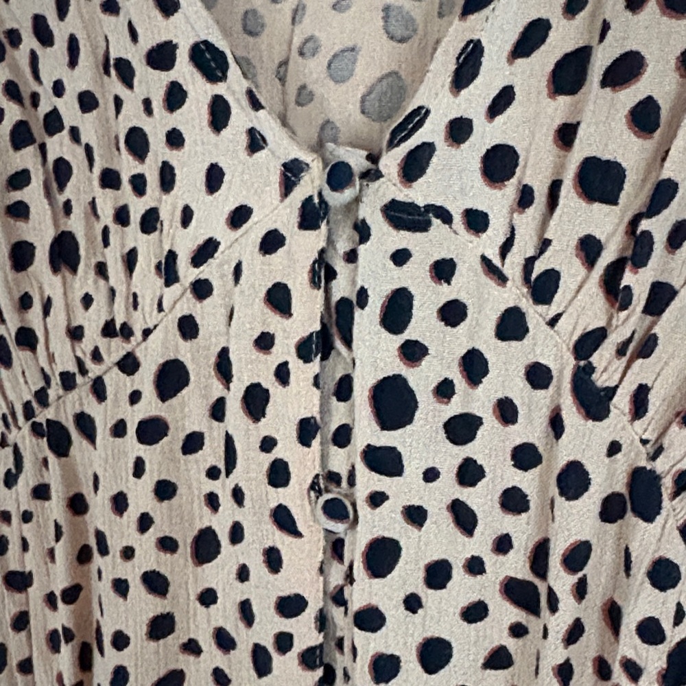 Billabong Tan Leopard Print V-Neck Button Down Long Sleeve Mini Dress - Picture 3 of 5